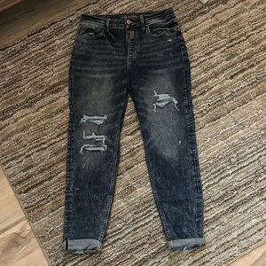 Maurices Dark Wash Boyfriend Jeans Distressed Style